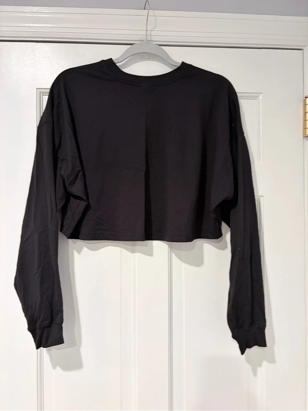 balera Black Cropped Long-Sleeve Crew Top